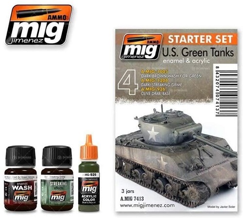 Ammo Mig A.MIG7413 US Green Tanks Weathering Set